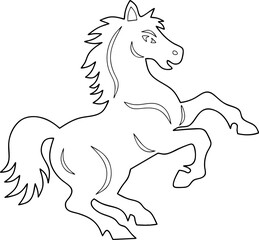 Chinese New Year 2026, the year of the Horse, red and gold line art characters, simple hand-drawn Asian elements with craft (Chinese translation: Happy Chinese New Year 2026, year of the Horse)