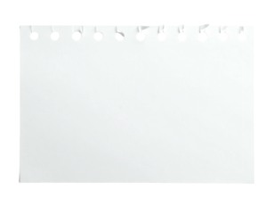 Clean white paper with torn top edge and evenly spaced punched holes on a black background