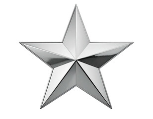 Obraz premium Shiny, silver five-pointed star with gradient shading, isolated against a solid black background
