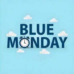 blue monday alarm clock with clouds