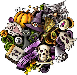 Obraz premium Happy Halloween cartoon funny doodle illustration