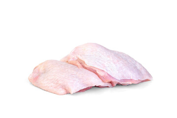Raw chicken thigh isolated on white background.
