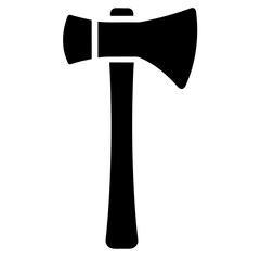 Hatchet Tool Solid Glyph Vector Icon Illustration