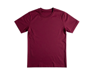 Solid-colored, burgundy crewneck t-shirt, flatly displayed against a pure black backdrop