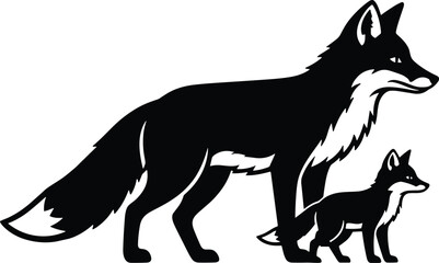 A Striking Silhouette of a Vixen and Her Kit