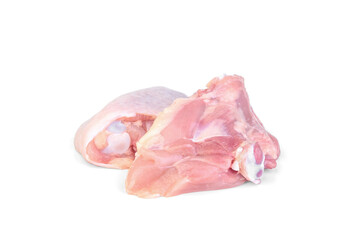 Raw chicken thigh isolated on white background.