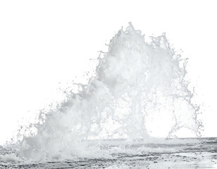A surging column of water explodes upwards with dynamic force against a black background