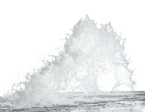 A surging column of water explodes upwards with dynamic force against a black background - Powered by Adobe