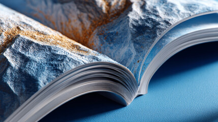 Abstract representation of guidebook is positioned on left, radiating an isolated and high fidelity aesthetic, inspiring sense of vastness and depth