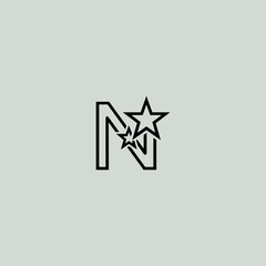 Letter N with star logo icon flat vector design. 01