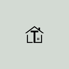Letter T with house logo icon flat vector design.