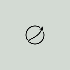 Letter O with arrow logo icon flat vector design.