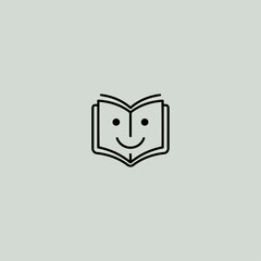 Smile book logo icon flat vector design.