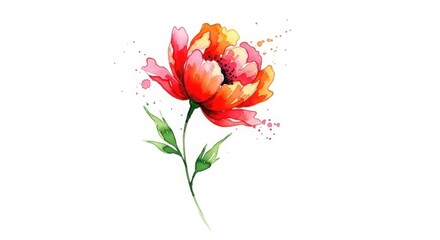 Obraz premium Single flower in watercolor style, isolated, minimal modern composition