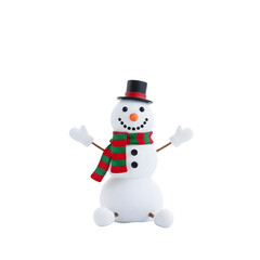 Snowman Isolated on Black Isolated on Transparent Background
