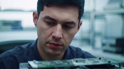Engineer Inspecting Circuit.