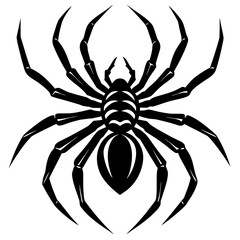 Realistic Spider Silhouette Logo Vector on White Background
