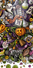Fototapeta premium Happy Halloween cartoon vertical banner design