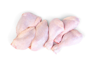Raw chicken legs isolated on white background.