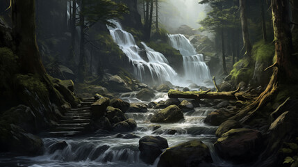 view on icelandic waterfall ,overlooking at skogafoss