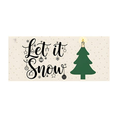 Fototapeta premium Let It Snow Holiday Card Graphic Isolated on Transparent Background