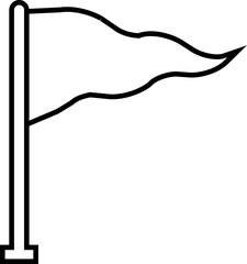 Black flag icon of flagpole symbols in line style, minimalist banner, pennant, marker, and sign design vector illustration, silhouette and outline black vector