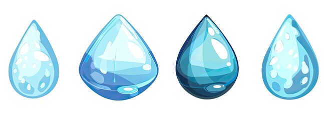 Cartoon water drops on white. Design for graphic element for weather icon