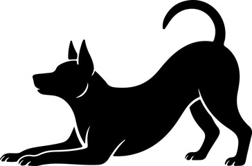 stretching dog silhouette vector illustration