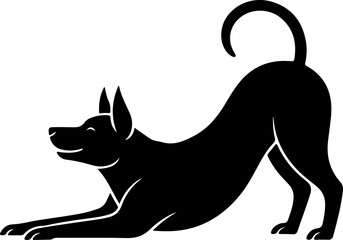 stretching dog silhouette vector illustration