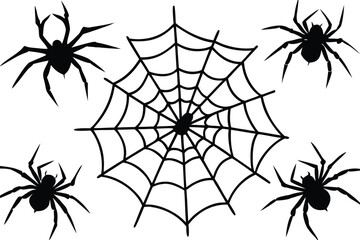 Set of spider web silhouette vector illustration for halloween