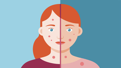Before and After A split illustration showing the condition of skin before a cosmetic procedure and the improved rejuvenated appearance after treatment with exosomes.