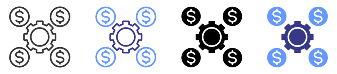 economy icon set multiple style
