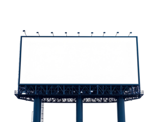 A blank, large outdoor advertising display on a tall metal structure