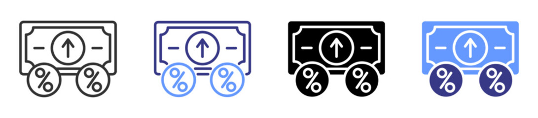 interest rate icon set multiple style