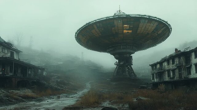 Mysterious Radio Telescope in a Post Apocalyptic Village.