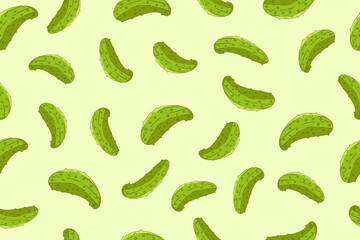 Pickle or green cucumber seamless pattern isolated on light green background