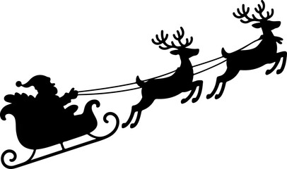 Santa’s sleigh flying silhouette vector art © CraftB