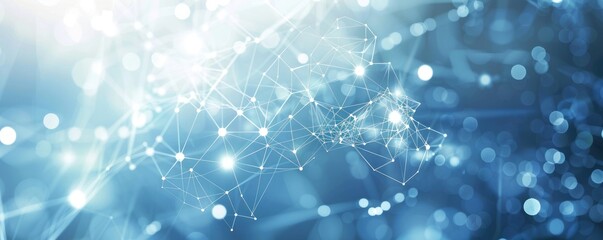 Connected Lines Overlay on Bokeh Blue Background for Technology Visualization