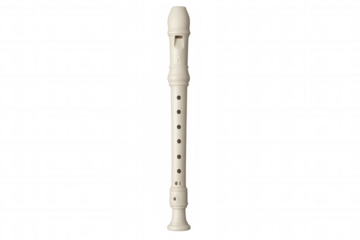 Recorder musical instrument, plastic woodwind, learning music, playing school orchestra, education sound, transparent background