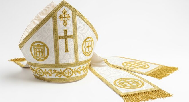 Ornate Mitre and Pallium - Religious Vestments.