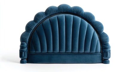 Padded velvet headboard with arched silhouette on white background