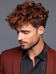 Fototapeta premium Man with brown curly hair