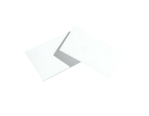Two white rectangular shapes, overlapping, set against a black background. Shadow present