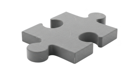 Gray jigsaw puzzle piece isolated on transparent background