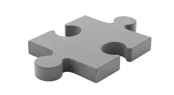 Gray jigsaw puzzle piece isolated on transparent background