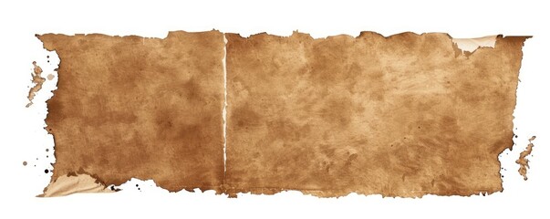 Distressed parchment banner on white background for historical documents usage