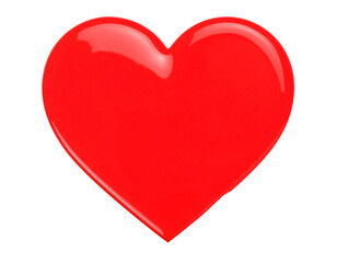 Glossy, vibrant red heart shape isolated on a black background