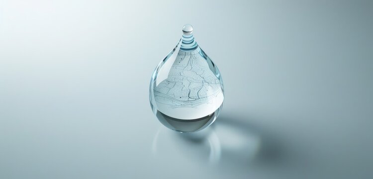 Drop of clear liquid on surface. Concept science, cleaning, cosmetic product