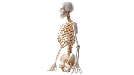 Anatomical study: A detailed depiction of a skeletal structure, offering an insightful view of the human anatomy, highlighting the interconnectedness of bones and the essence of the human form.