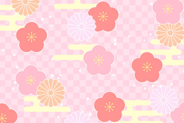 かわいい和柄の背景　ピンク　赤　